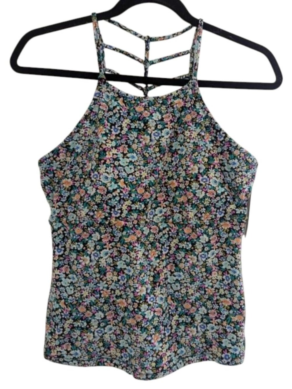 RAISINS | Multi-Color Flower V-neck Multi-Back Strap Summer Top